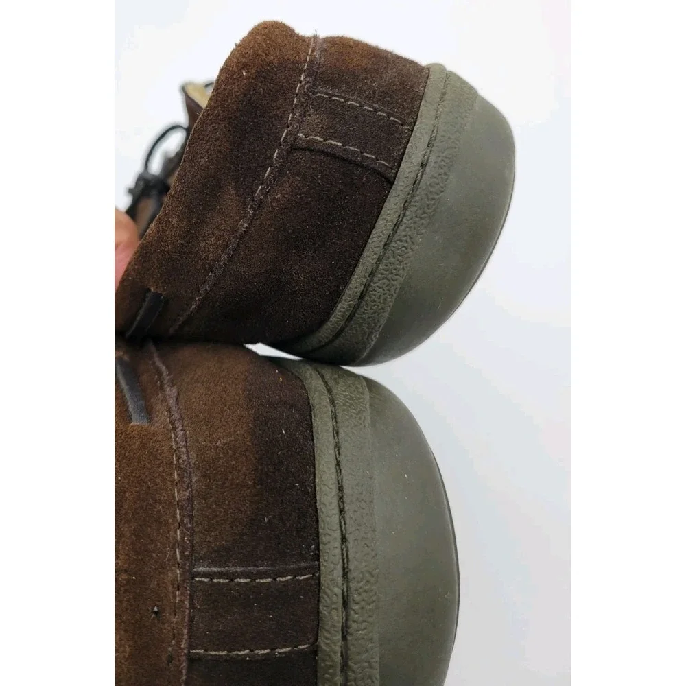 St. Johns Bay Moccasin Slippers Mens 13‎ M Brown Suede Leather Faux Fur Loafers - Picture 12 of 13